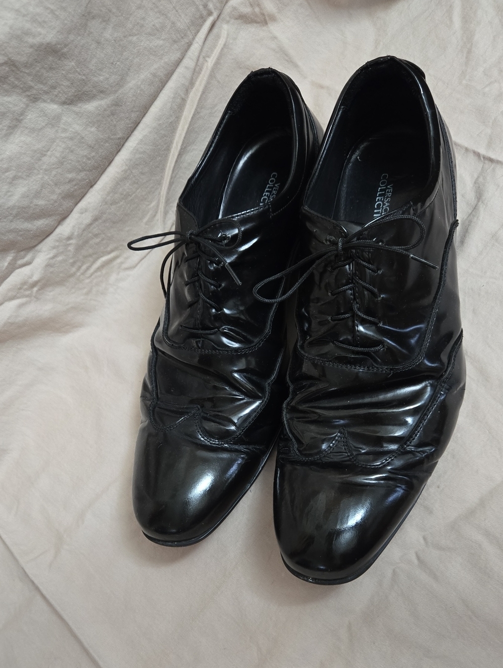 Versace Black Leather Lace-Up Men's Dress Shoes